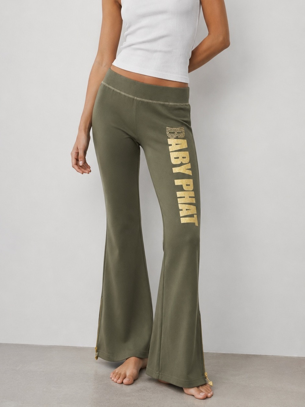 NWT Baby Phat | M | Olive Flare Logo Sweatpants